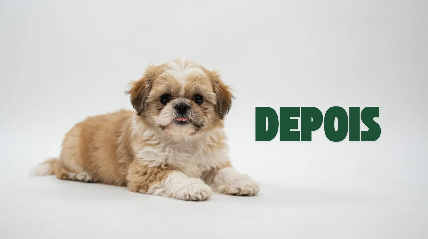 Cachorro Shih Tzu após a tosa, limpo e perfeitamente tosado